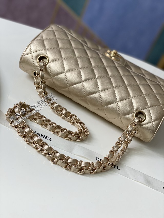 Chanel專櫃新款鏈條女包 香奈兒香檳金CF金色珠光羊皮1112單肩斜挎包 djc7006
